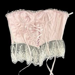 Pink lace up corset top